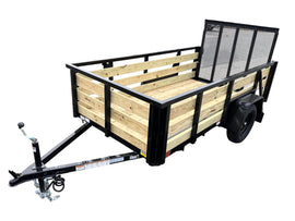 5x10 Utility Trailer with 3 board wood sides 24in tall - Quality Steel and Aluminum  - Model 6210ANSA3.5Kw/HS